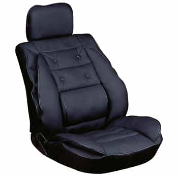 Cojín de asiento con soporte lumbar PU negro