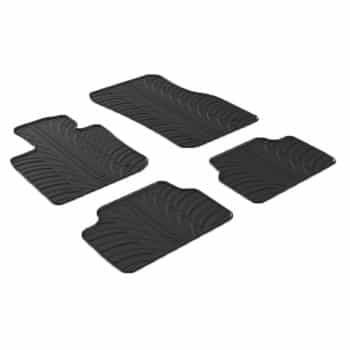 Alfombrillas de goma compatibles con Mini F55 5 puertas 2014- (diseño T, 4 piezas + clips de montaje)