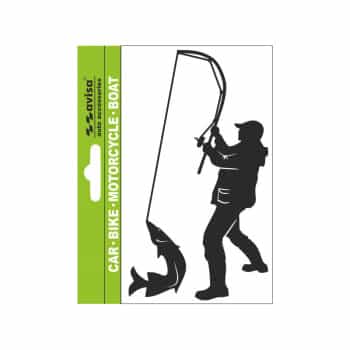 Pegatina de tatuaje de pescador y pez - 7 x 14 cm