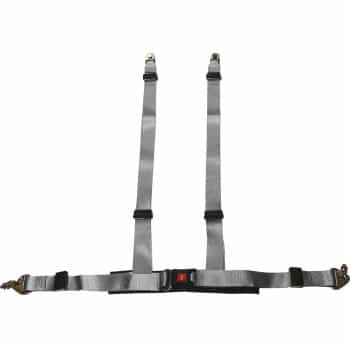 Cinturón deportivo de carreras de 4 puntos plateado + marca E (2 pulgadas)