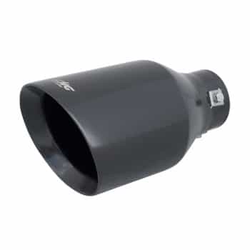 Embellecedor de escape Simoni Racing redondo/inclinado de acero inoxidable negro - Ø115 x L210 mm - Montaje 38-63 mm