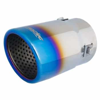 Embellecedor de escape Simoni Racing redondo/inclinado de acero inoxidable/titanio - Ø76 x L128 mm - Montaje 43->67