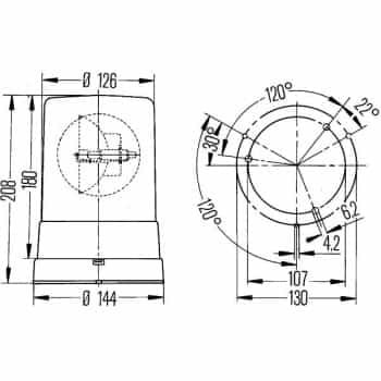Zwaailamp KL710 12V oranje vast z/optiek