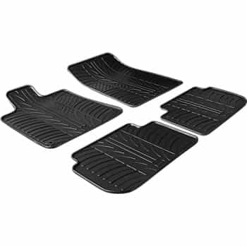 Alfombrillas de goma compatibles con Peugeot 407 2004- (T-Design 4 piezas + clips de montaje)