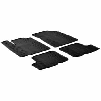 Alfombrillas de goma compatibles con Dacia Sandero 2008- (T-Design 4 piezas + clips de montaje)