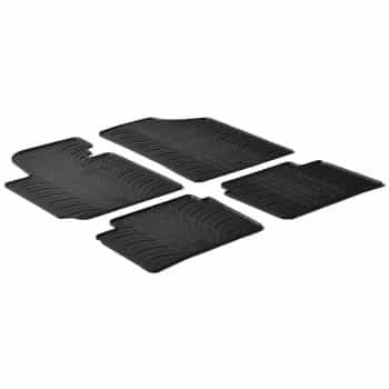 Alfombrillas de goma compatibles con Hyundai Veloster 2011- (Diseño T, 4 piezas + clips de montaje)