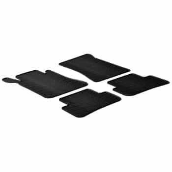 Alfombrillas de goma compatibles con Mercedes Clase C W203 2001-2007 (diseño T, 4 piezas + clips de montaje)