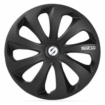 Jeu d'enjoliveurs de roue Sparco 4 pièces Sicilia 16 pouces noir / carbone
