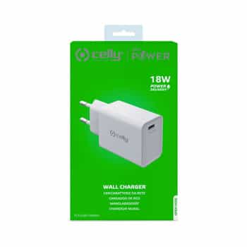 Cargador doméstico Celly 1 USB-C 18 W Blanco