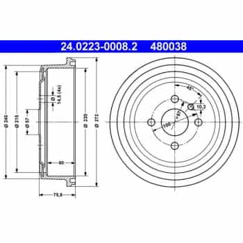 Tambor de freno 24.0223-0008.2 ATE