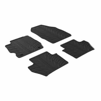 Alfombrillas de goma compatibles con Ford Ka+ 5 puertas 9/2017- (diseño T, 4 piezas + clips de montaje)