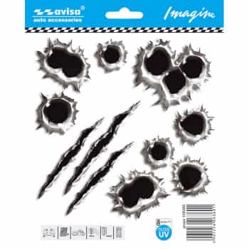 Pegatina para coche con rastros de escopeta y monstruo (14,7 x 14 x 7 cm)