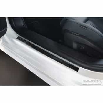 Molduras universales para umbrales de puerta - Película de carbono negra - 2 piezas - 50 x 3 cm