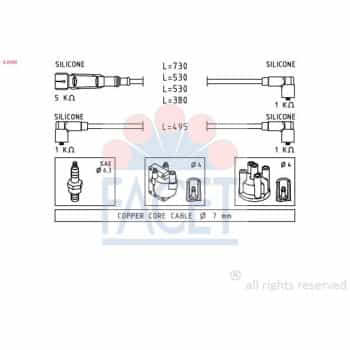 Juego de cables de bujía 4.9640 Facet