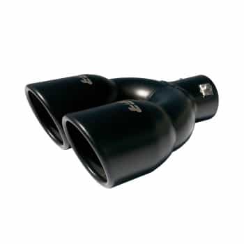 Embellecedor de escape Simoni Racing doble redondo de acero inoxidable - Negro - Ã˜90xL240mm - Montaje ->34-57mm