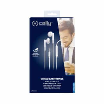 Auriculares estéreo Celly UP300 de 3,5 mm, color blanco
