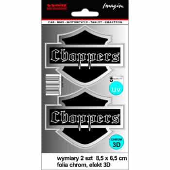 Pegatinas AutoTattoo Choppers 3D cromadas - 8,5 x 6,5 cm