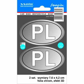 Pegatina AutoTattoo PL 3D Cromada - 7,6 x 4,2 cm