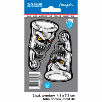 Pegatina AutoTattoo Angry Valves 3D Cromada - 4,1 x 7,5 cm