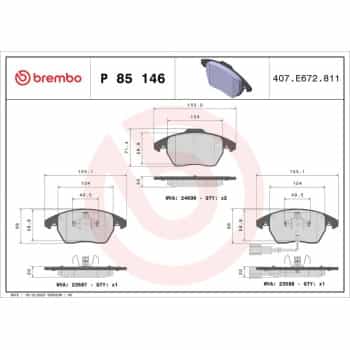Kit de plaquettes de frein, frein à disque P 85 146 Brembo