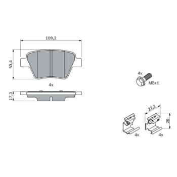 Kit de plaquettes de frein, frein à disque 0986494643 Bosch