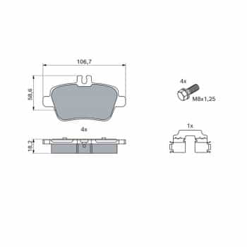 Kit de plaquettes de frein, frein à disque 0986494664 Bosch