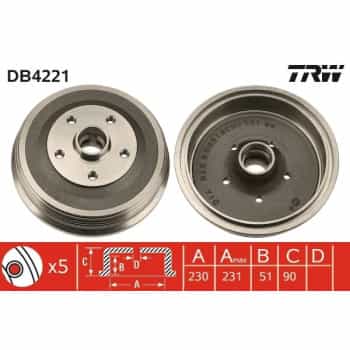 Tambor de freno DB4221 TRW
