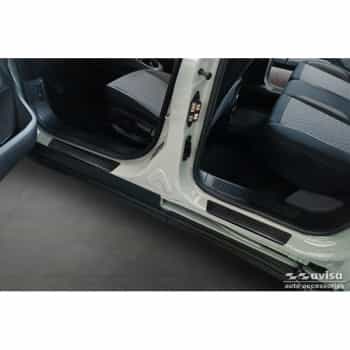 Molduras de umbral de puerta de acero inoxidable negro aptas para Ford Tourneo Courier II 2023- 'Lines' - 4 piez