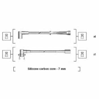 Jeu de fils de bougie d'allumage 941145170714 Magneti Marelli