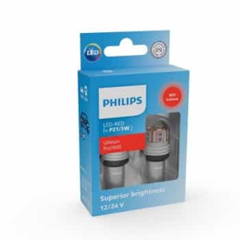 Lámparas LED Philips P21/5W Ultinon PRO7000 - Rojas - BAY15D - 12/24V