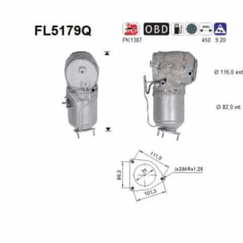 Filtro de partículas diésel, sistema de escape FL5179Q