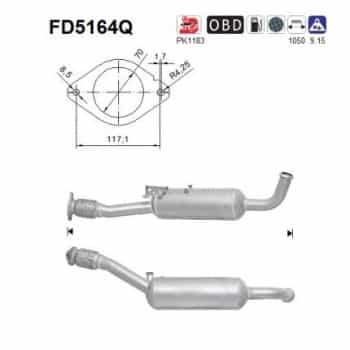 Filtro de partículas diésel, sistema de escape FD5164Q