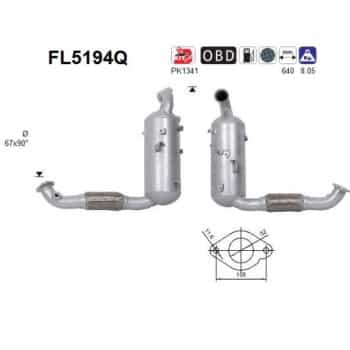 Filtro de partículas diésel, sistema de escape FL5194Q