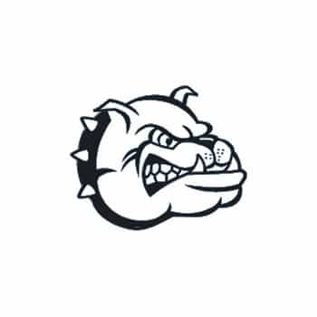 Pegatina de cabeza de bulldog - negra - 16 x 13 cm