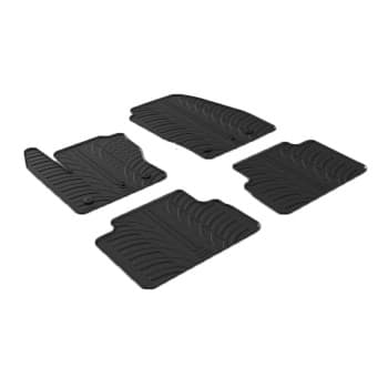 Alfombrillas de goma compatibles con Ford C-Max 2015- (T-Design 4 piezas + clips de montaje)
