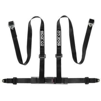 Cinturón deportivo Sparco de 4 puntos - Negro - Incluye protector pélvico y fijación con tornillos (certificado E)