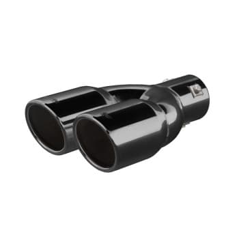 Punta de escape Simoni Racing doble redonda/inclinada de acero inoxidable negra - 76 x L230 mm - Montaje -> 58 mm