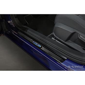Molduras de umbral de puerta de acero inoxidable negro aptas para Volkswagen Golf VIII Hatchback/Variant 2020- 'Hybr