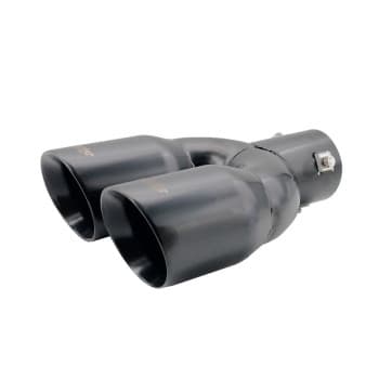 Embellecedor de escape Simoni Racing doble redondo/inclinado de acero inoxidable negro - Ø2 x 76 x L240 mm - Montaje 34