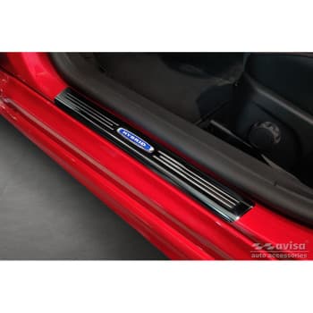 Molduras de umbral de puerta de acero inoxidable negro aptas para Ford Focus IV 2018- 'Híbrido' - 4 piezas