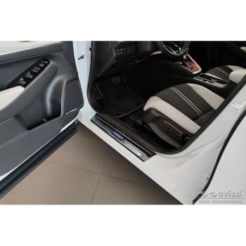 Molduras de umbral de puerta de acero inoxidable negro aptas para Honda HR-V 2021 - 'Híbrido' - 4 piezas