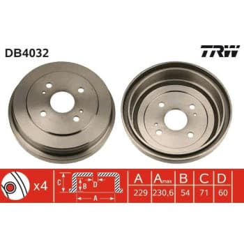Tambor de freno DB4032 TRW