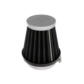 Filtre à air noir K&N Universal Dryflow, connexion conique 49 mm, fond 76 mm, haut 51 mm, hauteur 76 mm