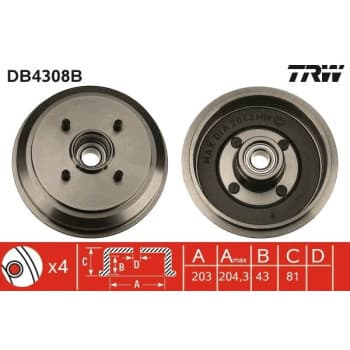 Tambor de freno DB4308B TRW