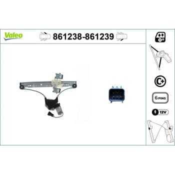 Mecanismo de control de ventana 861239 Valeo