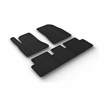 Alfombrillas de goma compatibles con Tesla Model 3 12/2020- (T-Design 5 piezas + clips de montaje)
